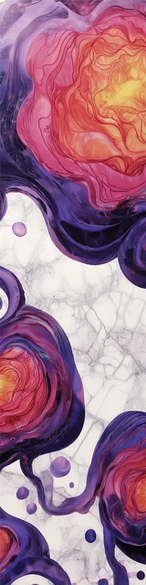 Free abstract bookmark featuring purple blobs and red insides
